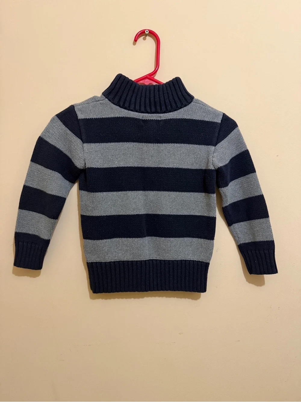Ralph Lauren Navy & Gray Striped Half-Zip Pullover